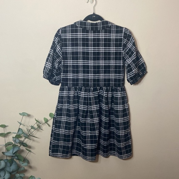 Harper Heritage Plaid  Black & White Short Mini Dress Button Up XXS Fall - Picture 4 of 5